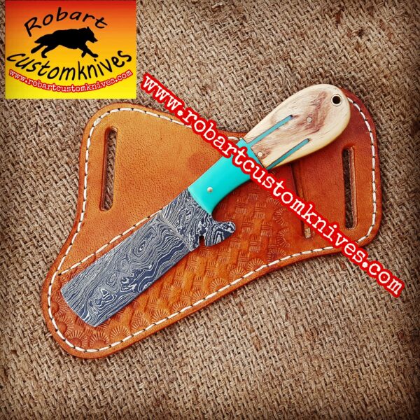 Custom Handmade Damascus Steel Bull Cutter Knife