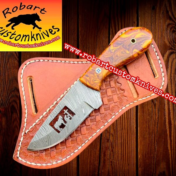 Custom Handmade Damascus Steel Cowboy Knife