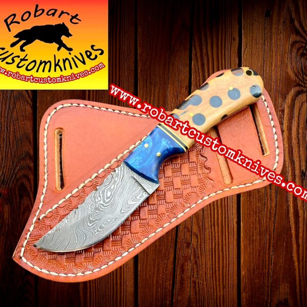 Custom Handmade Damascus Steel Cowboy Knife