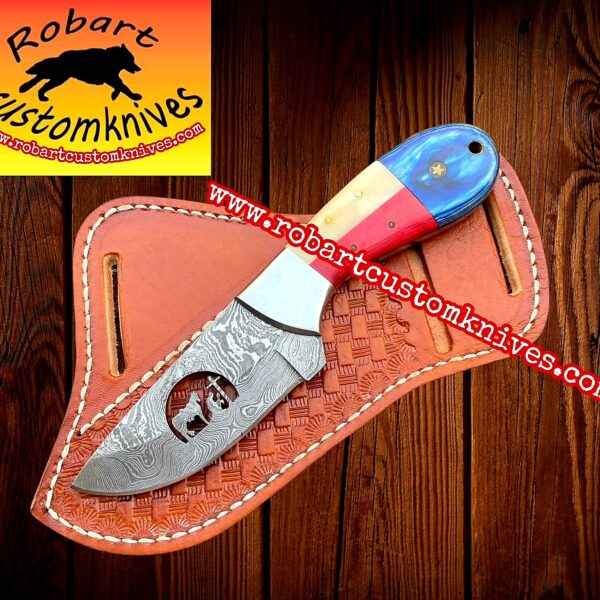 Custom Handmade Damascus Steel Cowboy Knife