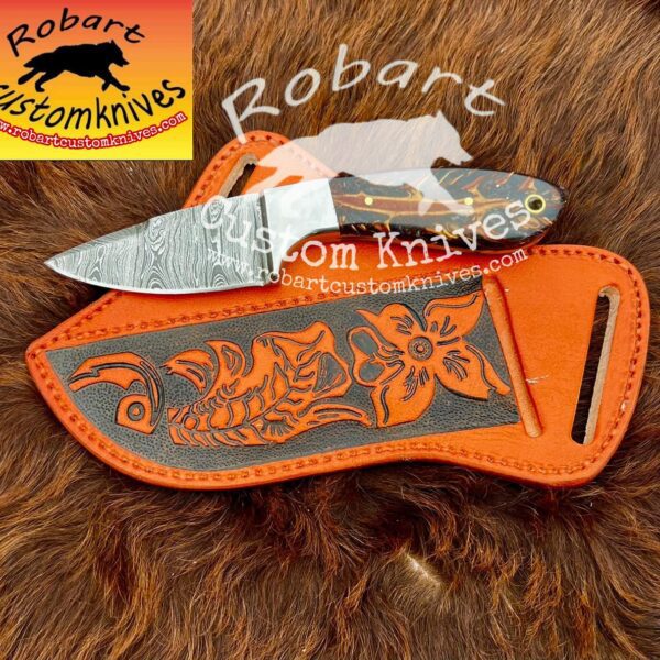 Custom Handmade Damascus Steel Cowboy Skinner Knife