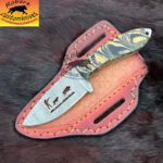 Custom made handmade Damascus steel cowboy and skinner knife