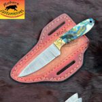 Custom made handmade Damascus steel cowboy knives