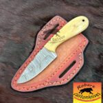 Custom made handmade Damascus steel cowboy and skinner knife