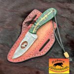 Custom made handmade Damascus steel cowboy and skinner knife
