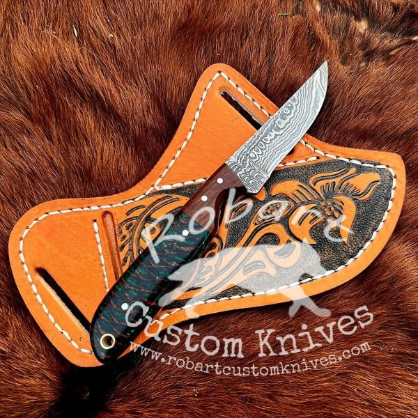 Custom Handmade Damascus Steel Cowboy Skinner Knife