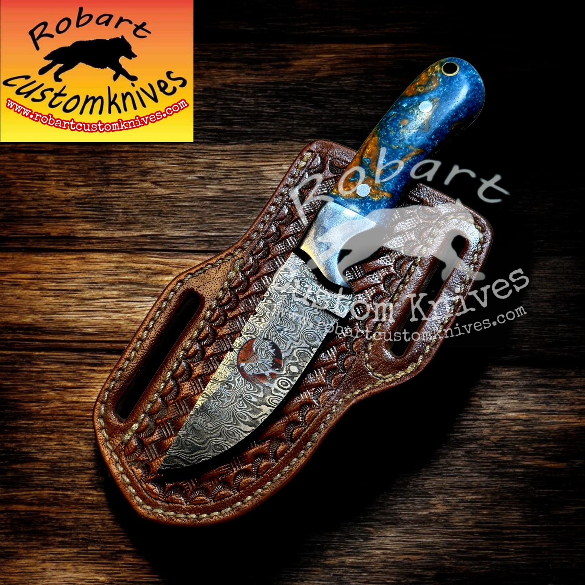 Picsart_25-11-17_04-32-06-333 Custom Handmade Damascus Steel Gamecock Skinner Knife - Image 1